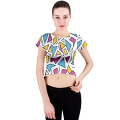Retro Shapes 01 Crew Neck Crop Top by jumpercat