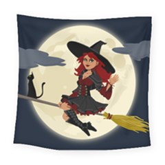 Witch Witchcraft Broomstick Broom Square Tapestry (large) by Celenk
