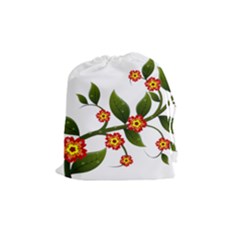 Flower Branch Nature Leaves Plant Drawstring Pouches (medium)  by Celenk