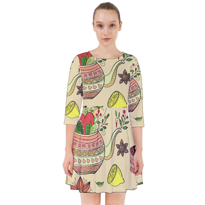 Colored Afternoon Tea Pattern Smock Dress