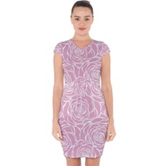 Pink Peonies Capsleeve Drawstring Dress  by NouveauDesign