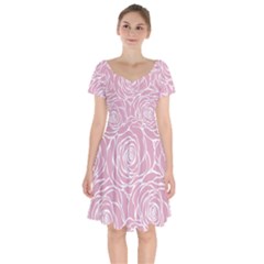 Pink Peonies Short Sleeve Bardot Dress by NouveauDesign