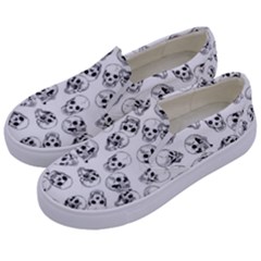 A Lot Of Skulls White Kids  Canvas Slip Ons by jumpercat