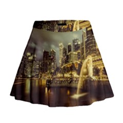 Singapore City Urban Skyline Mini Flare Skirt by BangZart