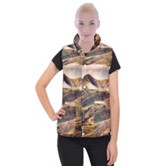Iceland Mountains Sky Clouds Women s Button Up Puffer Vest by BangZart