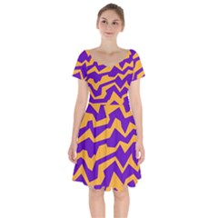 Polynoise Pumpkin Short Sleeve Bardot Dress