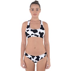 Animal Print Black And White Black Cross Back Hipster Bikini Set by BangZart