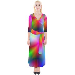 Course Gradient Background Color Quarter Sleeve Wrap Maxi Dress by BangZart