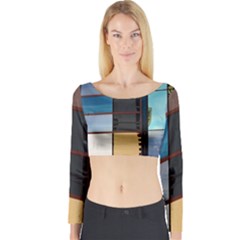 Glass Facade Colorful Architecture Long Sleeve Crop Top by BangZart