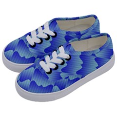 Gradient Blue Pinstripes Lines Kids  Classic Low Top Sneakers by BangZart