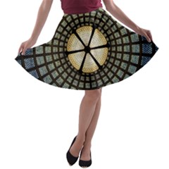 Stained Glass Colorful Glass A-line Skater Skirt by BangZart