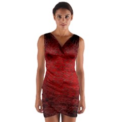 Red Grunge Texture Black Gradient Wrap Front Bodycon Dress