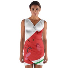 Watermelon Red Network Fruit Juicy Wrap Front Bodycon Dress by BangZart