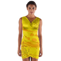 Texture Yellow Abstract Background Wrap Front Bodycon Dress