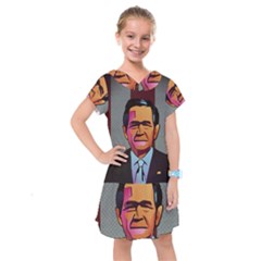 George W Bush Pop Art President Usa Kids  Drop Waist Dress by BangZart