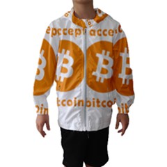 I Accept Bitcoin Hooded Wind Breaker (kids) by Valentinaart