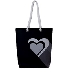Heart Love Black And White Symbol Full Print Rope Handle Tote (small)