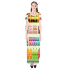 Supermarket Shelf Products Snacks Short Sleeve Maxi Dress by Celenk