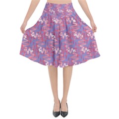 Pattern Abstract Squiggles Gliftex Flared Midi Skirt