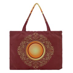 Badge Gilding Sun Red Oriental Medium Tote Bag by Celenk