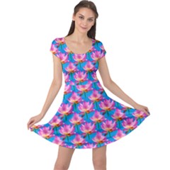 Seamless Flower Pattern Colorful Cap Sleeve Dress by Celenk
