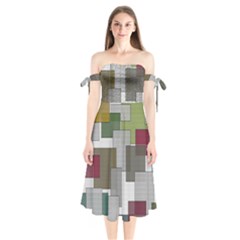 Decor Painting Design Texture Shoulder Tie Bardot Midi Dress by Celenk