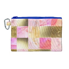 Collage Gold And Pink Canvas Cosmetic Bag (large) by NouveauDesign