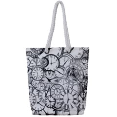 Time Clock Watches Time Of Full Print Rope Handle Tote (small)
