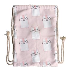 Pattern Cat Pink Cute Sweet Fur Drawstring Bag (large) by Celenk
