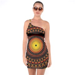 Mandala Psychedelic Neon One Soulder Bodycon Dress by Celenk