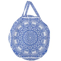 Blue Mandala Kaleidoscope Giant Round Zipper Tote by Celenk