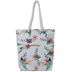 Floral Backdrop Pattern Flower Full Print Rope Handle Tote (small)
