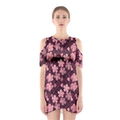 Cherry Blossoms Japanese Style Pink Shoulder Cutout One Piece by Celenk