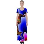 Fractal Background Pattern Color High Waist Short Sleeve Maxi Dress