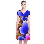 Fractal Background Pattern Color Short Sleeve Front Wrap Dress