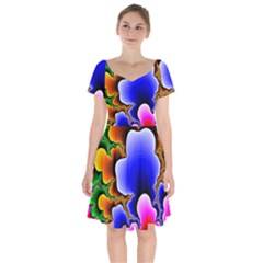 Fractal Background Pattern Color Short Sleeve Bardot Dress by Celenk