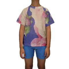 Fabric Textile Abstract Pattern Kids  Short Sleeve Swimwear by Celenk