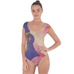 Fabric Textile Abstract Pattern Short Sleeve Leotard 