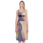 Fabric Textile Abstract Pattern Midi Sleeveless Dress