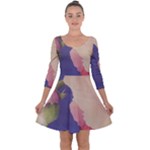 Fabric Textile Abstract Pattern Quarter Sleeve Skater Dress