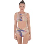 Fabric Textile Abstract Pattern Bandaged Up Bikini Set 