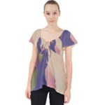 Fabric Textile Abstract Pattern Lace Front Dolly Top