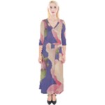 Fabric Textile Abstract Pattern Quarter Sleeve Wrap Maxi Dress
