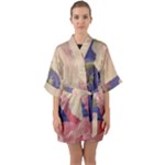 Fabric Textile Abstract Pattern Quarter Sleeve Kimono Robe