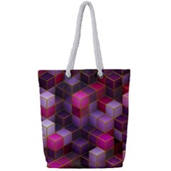 Cube Surface Texture Background Full Print Rope Handle Tote (small)