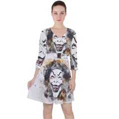 Mask Party Art Abstract Watercolor Ruffle Dress