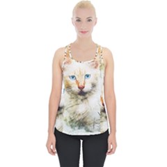 Cat Animal Art Abstract Watercolor Piece Up Tank Top by Celenk