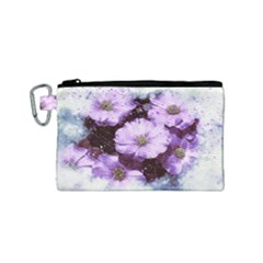 Flowers Purple Nature Art Abstract Canvas Cosmetic Bag (small) by Celenk