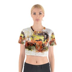 Car Old Car Fart Abstract Cotton Crop Top by Celenk