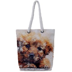 Dog Puppy Animal Art Abstract Full Print Rope Handle Tote (small)